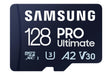 Samsung PRO Ultimate microSD memory card, 128 GB, UHS-I U3, 200 MB/s read, 130 MB/s write, Includes SD adapter, for smartphone, drone or action cam 128 GB microSD Card