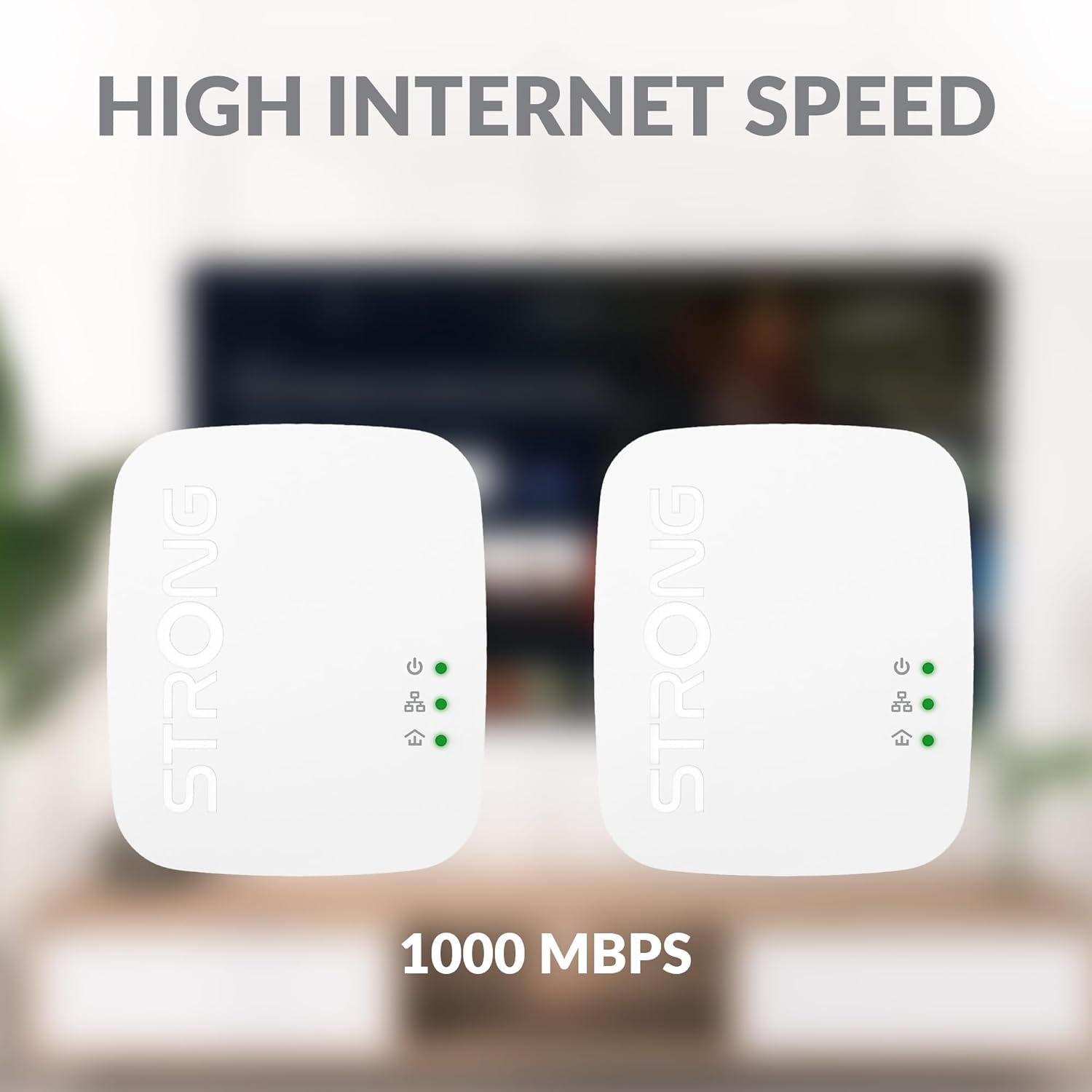 STRONG POWERL1000DUOMINI Kit 2 Powerline Gigabit Port, HomePlug AV2, Speed Up to 1000 Mbps, for HD/3D/4K Video Streaming and Online Games (Only for Wired), No Configuration Required
