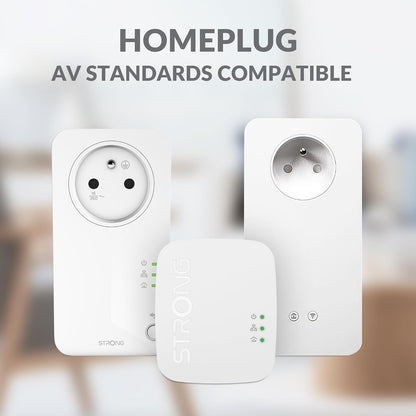 STRONG POWERL1000DUOMINI Kit 2 Powerline Gigabit Port, HomePlug AV2, Speed Up to 1000 Mbps, for HD/3D/4K Video Streaming and Online Games (Only for Wired), No Configuration Required