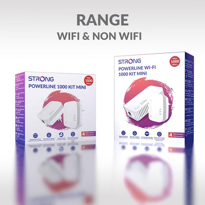 STRONG POWERL1000DUOMINI Kit 2 Powerline Gigabit Port, HomePlug AV2, Speed Up to 1000 Mbps, for HD/3D/4K Video Streaming and Online Games (Only for Wired), No Configuration Required