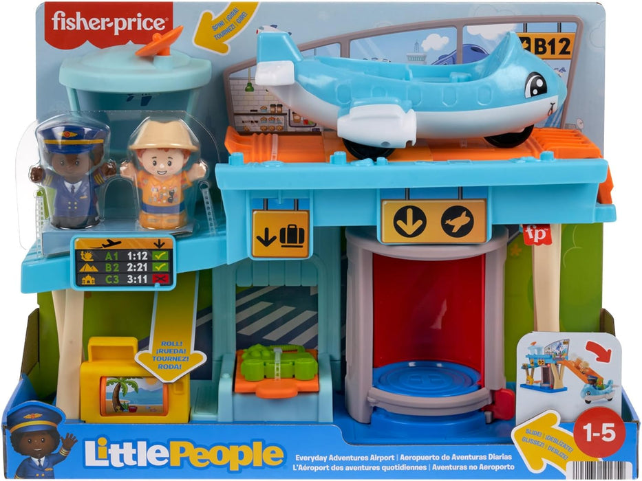 Fisher-Price Little People Aeropuerto Set de juego con avión y figuras, juguete para bebés +1 año (Mattel HTJ26