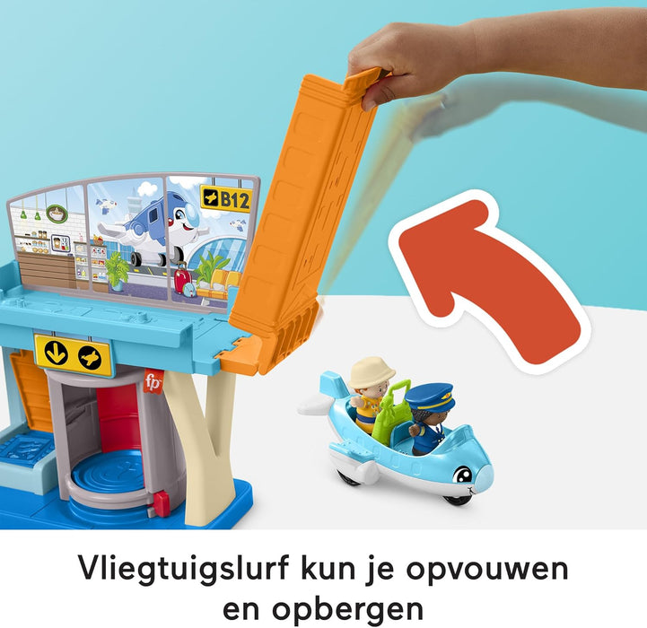 Fisher-Price Little People Aeropuerto Set de juego con avión y figuras, juguete para bebés +1 año (Mattel HTJ26