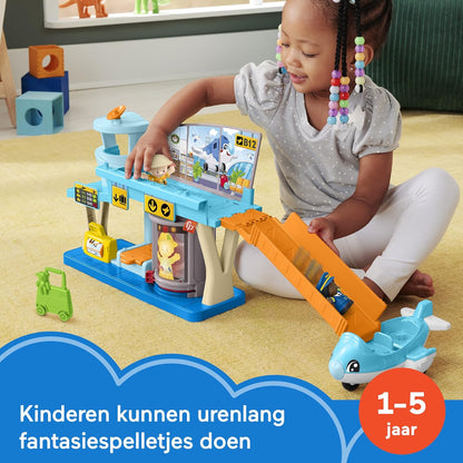 Fisher-Price Little People Aeropuerto Set de juego con avión y figuras, juguete para bebés +1 año (Mattel HTJ26
