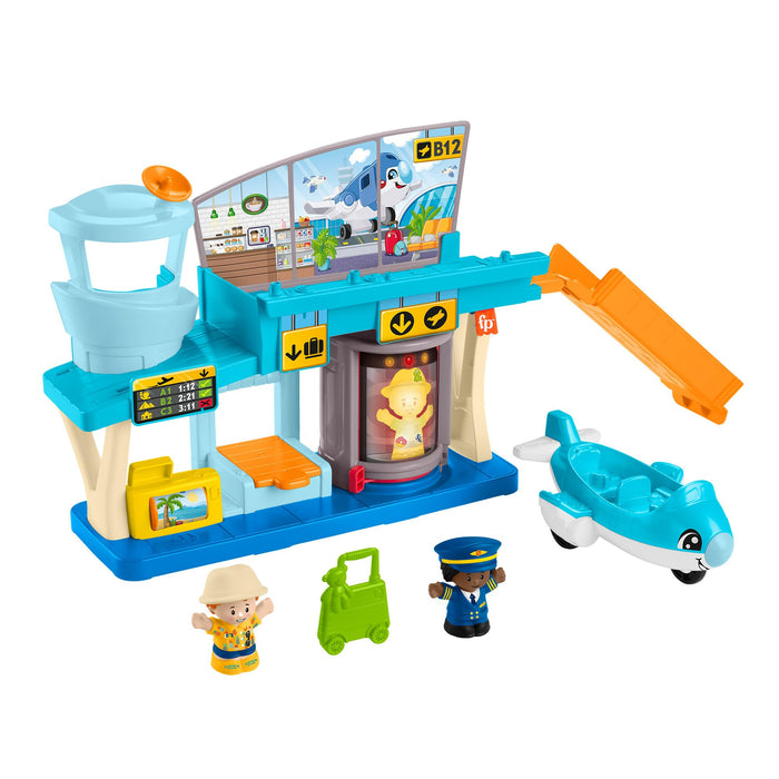 Fisher-Price Little People Aeropuerto Set de juego con avión y figuras, juguete para bebés +1 año (Mattel HTJ26