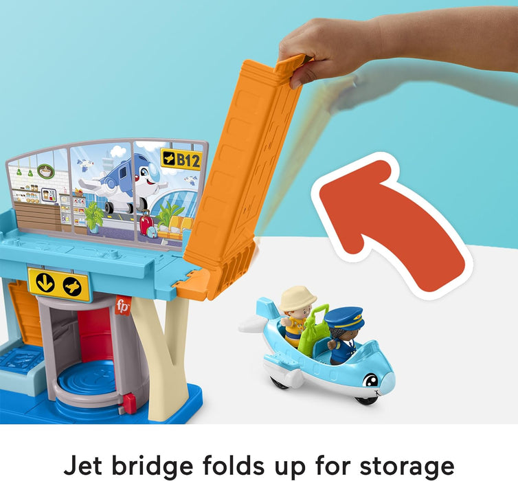 Fisher-Price Little People Aeropuerto Set de juego con avión y figuras, juguete para bebés +1 año (Mattel HTJ26