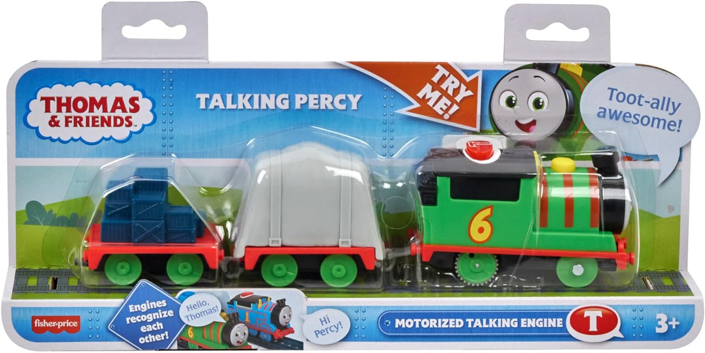 Thomas & Friends Motorized Toy Train Talking Percy Battery-Powered Engine with Sounds & Phrases for Preschool Kids 3+ Years, UK English Version, HWY32