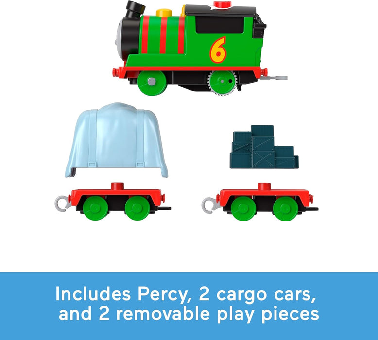 Thomas & Friends Motorized Toy Train Talking Percy Battery-Powered Engine with Sounds & Phrases for Preschool Kids 3+ Years, UK English Version, HWY32