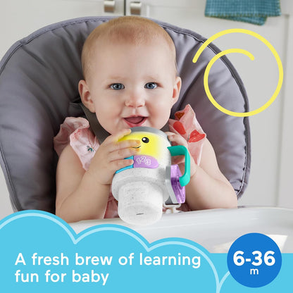 Fisher-Price Laugh & Learn Baby & Toddler Toy Wake Up & Learn Coffee Mug with Lights & Music for Ages 6+ Months, Multilanguage Version, HXF49