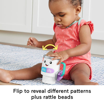 Fisher-Price Laugh & Learn Baby & Toddler Toy Wake Up & Learn Coffee Mug with Lights & Music for Ages 6+ Months, Multilanguage Version, HXF49