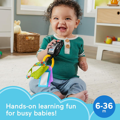 Fisher-Price Jouet Musical Rires Et Éveil Mes Premières Clés D’Activité Avec Jouet Dentition Et Miroir, 4 Activités, 20 Chansons Et Plus, Jouet Bébé, Dès 6 Mois, Anglais UK+Française+Allemande, HXF50
