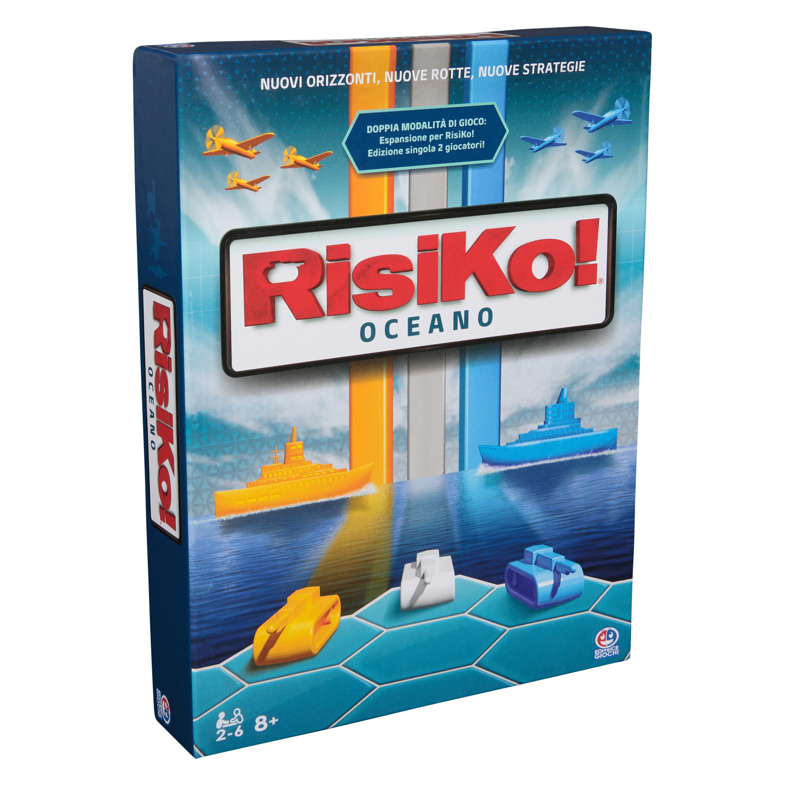 Editrice Giochi, Risiko! Oceano, 2 Giochi in Scatola in 1, Giochi di Società e Strategia per Famiglia e Amici, Giochi da Tavolo per Adulti e Bambini, da 2 a 6 Giocatori, 8+ Anni