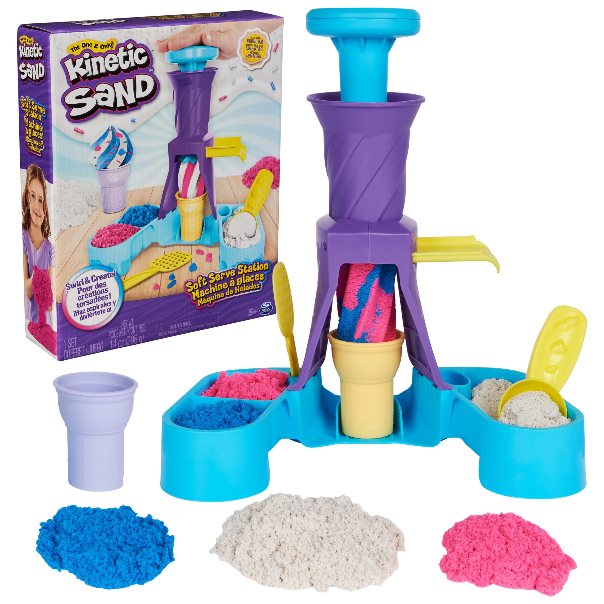 Kinetic Sand - ARENA MÁGICA - JUEGO DE HELADOS - 400 g de Arena Moldeable, 2 Conos de Helado y 2 Herramientas - Kit Manualidades Niños - 6068385 - Juguetes Niños 5 Años +
