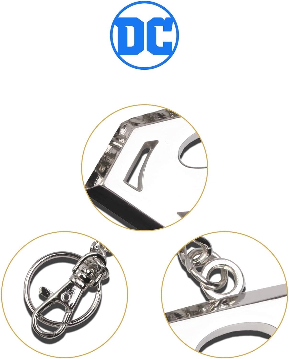 The Noble Collection DC Comics Superman Logo Keychain In Stainless Steel - 5in (13cm) Superman Sigil Film Set Movie Props Gifts Merchandise