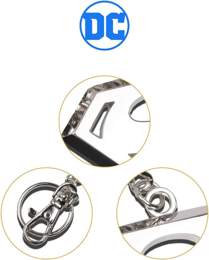 The Noble Collection DC Comics Superman Logo Keychain In Stainless Steel - 5in (13cm) Superman Sigil Film Set Movie Props Gifts Merchandise