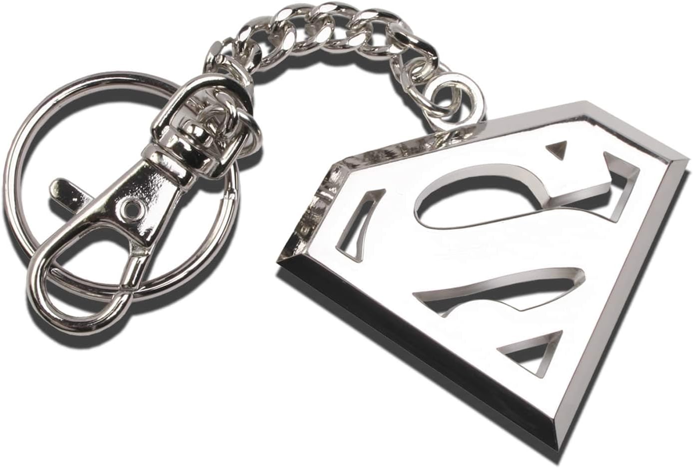 The Noble Collection DC Comics Superman Logo Keychain In Stainless Steel - 5in (13cm) Superman Sigil Film Set Movie Props Gifts Merchandise