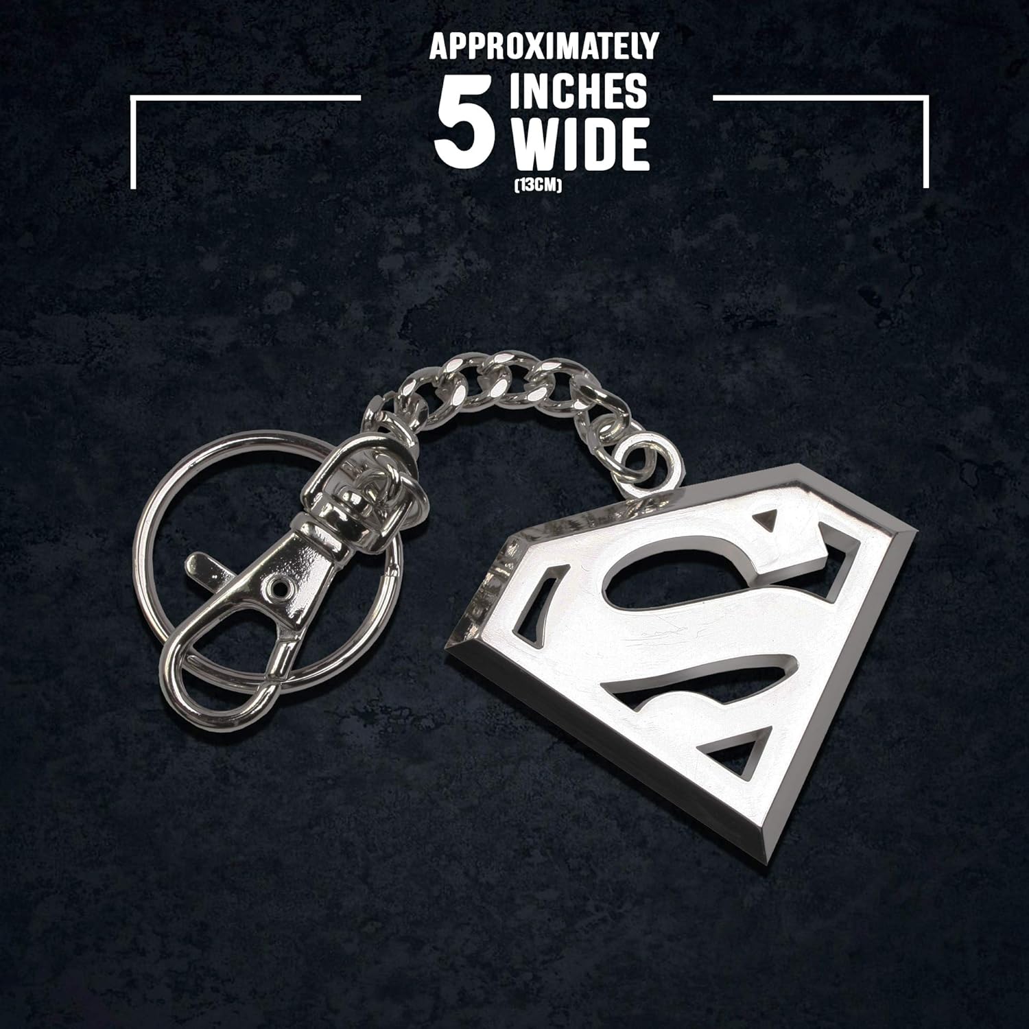 The Noble Collection DC Comics Superman Logo Keychain In Stainless Steel - 5in (13cm) Superman Sigil Film Set Movie Props Gifts Merchandise