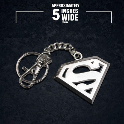 The Noble Collection DC Comics Superman Logo Keychain In Stainless Steel - 5in (13cm) Superman Sigil Film Set Movie Props Gifts Merchandise