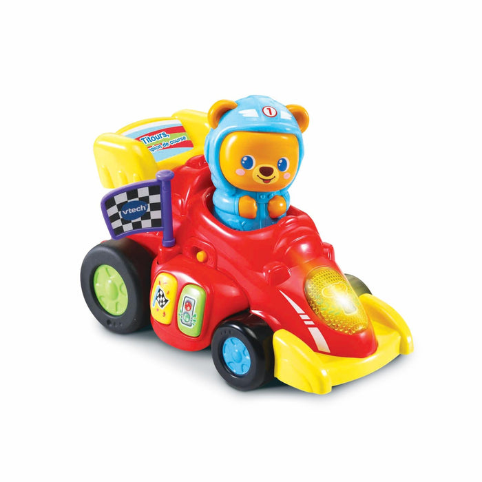 VTech Tobia, Pronti, Partenza, Via!, Macchinina Giocattolo con 2 Modalità di Partenza, Macchinina per Bambini con Più di 45 Canzoni e Suoni Regolabili, Lingua Italiana, Batterie Incluse, 12-36 Mesi
