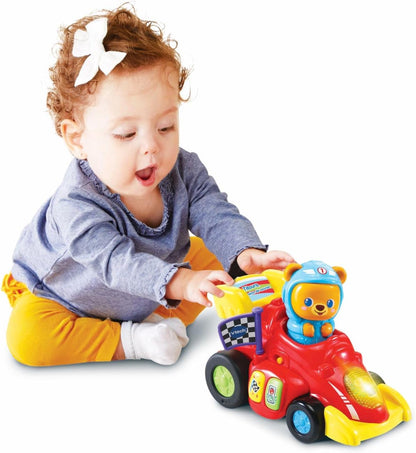 VTech Tobia, Pronti, Partenza, Via!, Macchinina Giocattolo con 2 Modalità di Partenza, Macchinina per Bambini con Più di 45 Canzoni e Suoni Regolabili, Lingua Italiana, Batterie Incluse, 12-36 Mesi