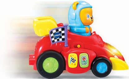 VTech Tobia, Pronti, Partenza, Via!, Macchinina Giocattolo con 2 Modalità di Partenza, Macchinina per Bambini con Più di 45 Canzoni e Suoni Regolabili, Lingua Italiana, Batterie Incluse, 12-36 Mesi