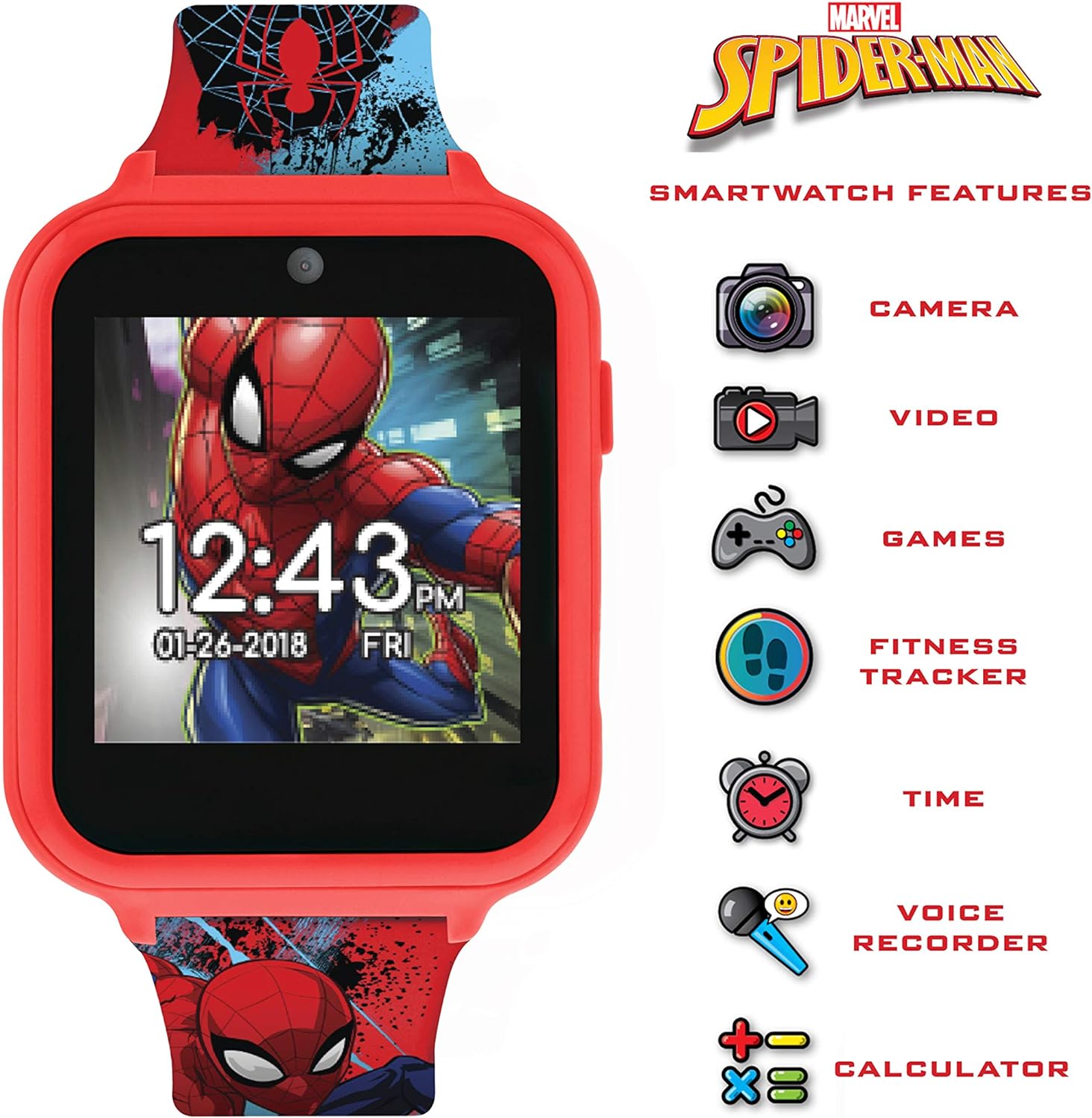 Spiderman Unisex Kinder Digitaluhr Digitalanzeige und Silikonarmband SPD4588