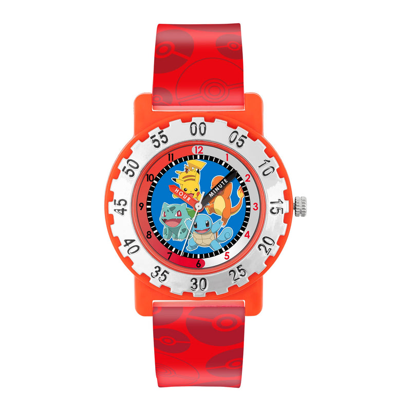 Pokémon Red Strap Character Dial Time Teacher Watch POK4194