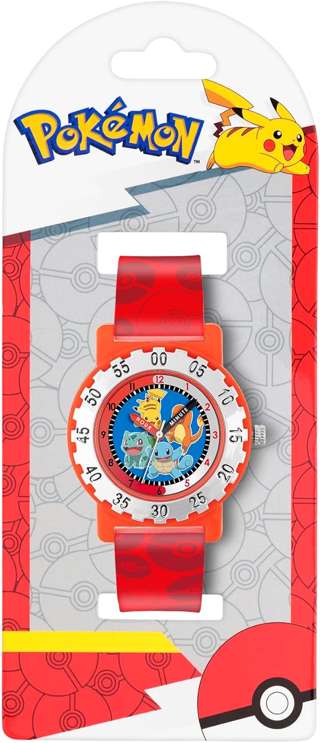 Pokémon Red Strap Character Dial Time Teacher Watch POK4194