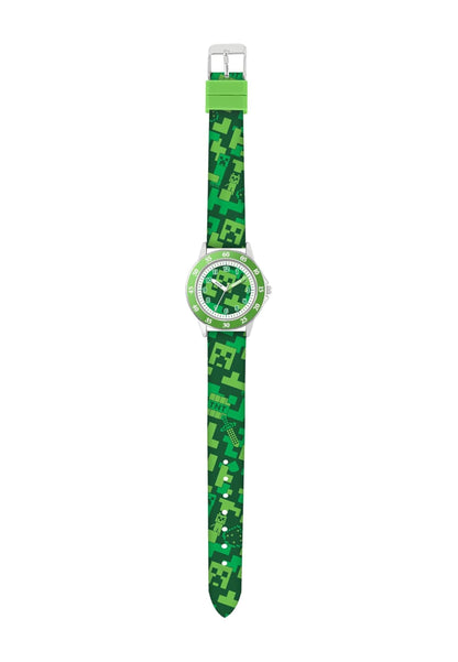 Minecraft Creeper Green Printed Strap Quartz Watch MIN9033
