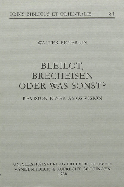 Bleilot, Brecheisen Oder Was Sonst?