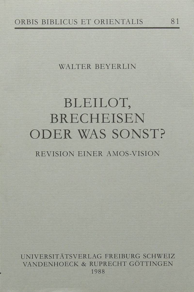 Bleilot, Brecheisen Oder Was Sonst?