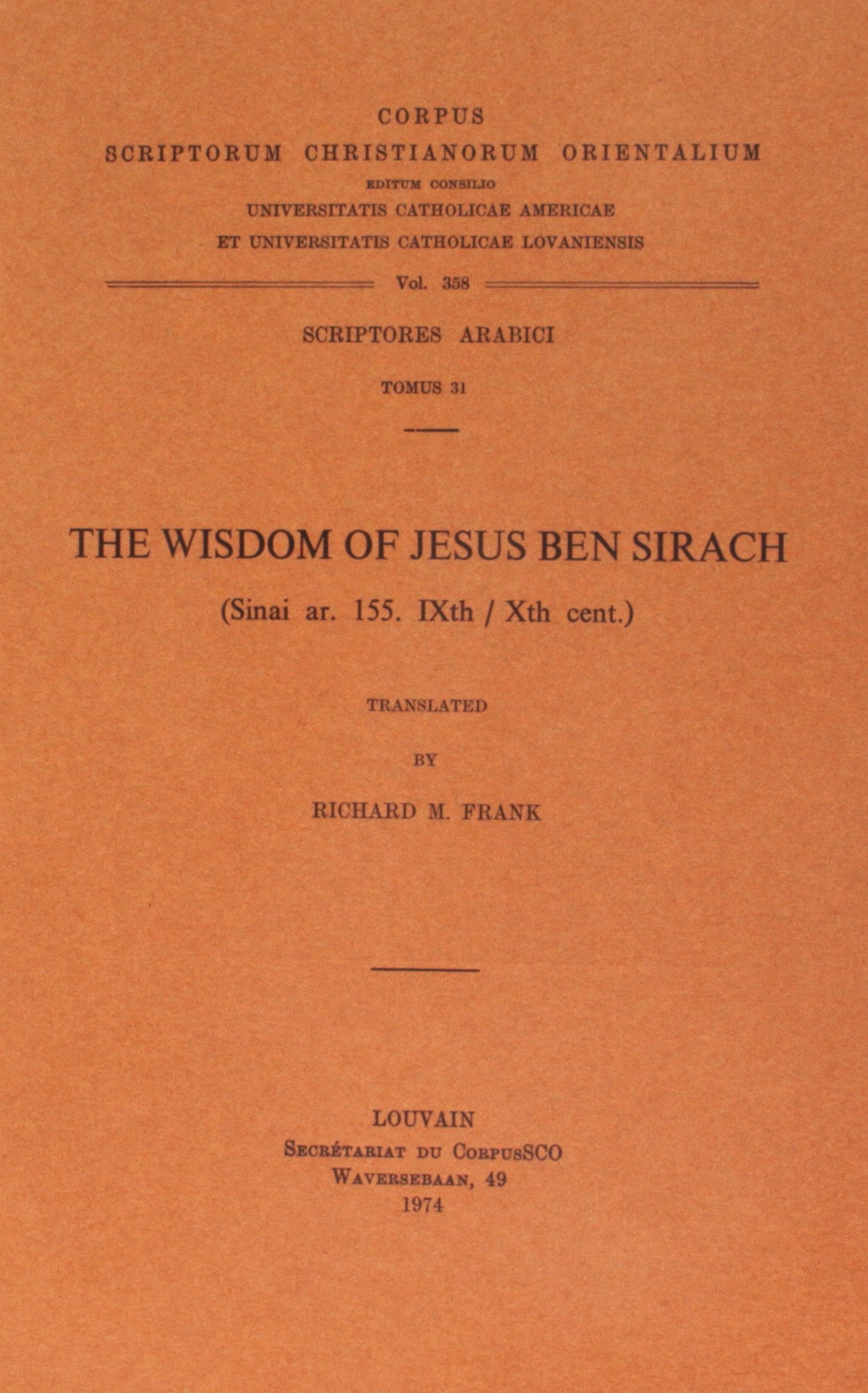 The Wisdom of Jesus Ben Sirach