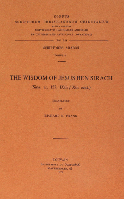 The Wisdom of Jesus Ben Sirach