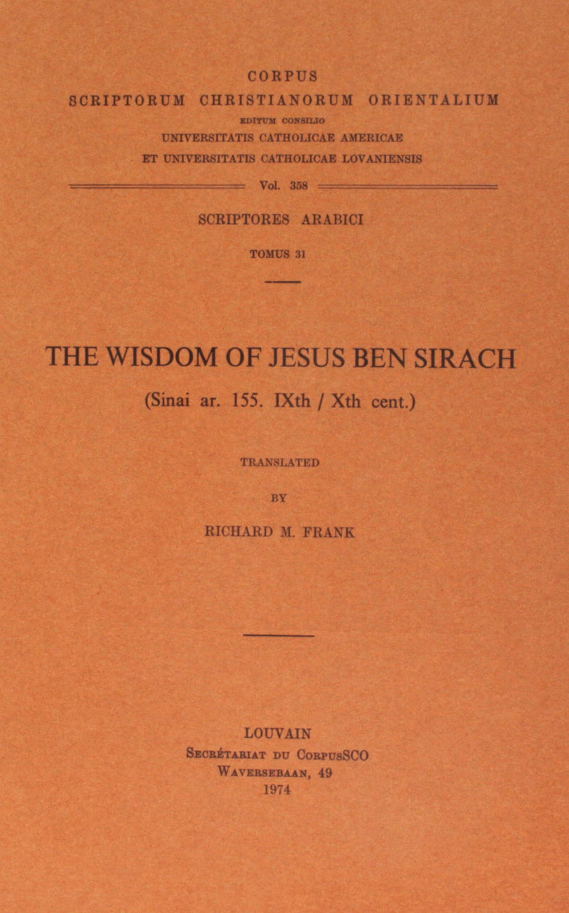 The Wisdom of Jesus Ben Sirach