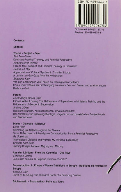 Feminist Perspectives in Pastoral Theology - Feministische Perspektive in Pastoraltheologie - DES Perspectives Feministes En Theologie Pastorale