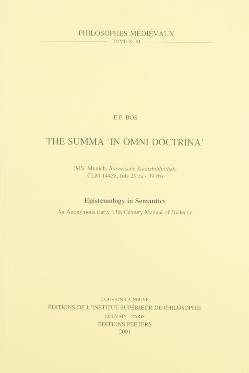 The Summa "In Omni Doctrina" (MS Munich, Bayrische Staatsbibliothek, CLM 14458, Fols. 29ra-39rb)