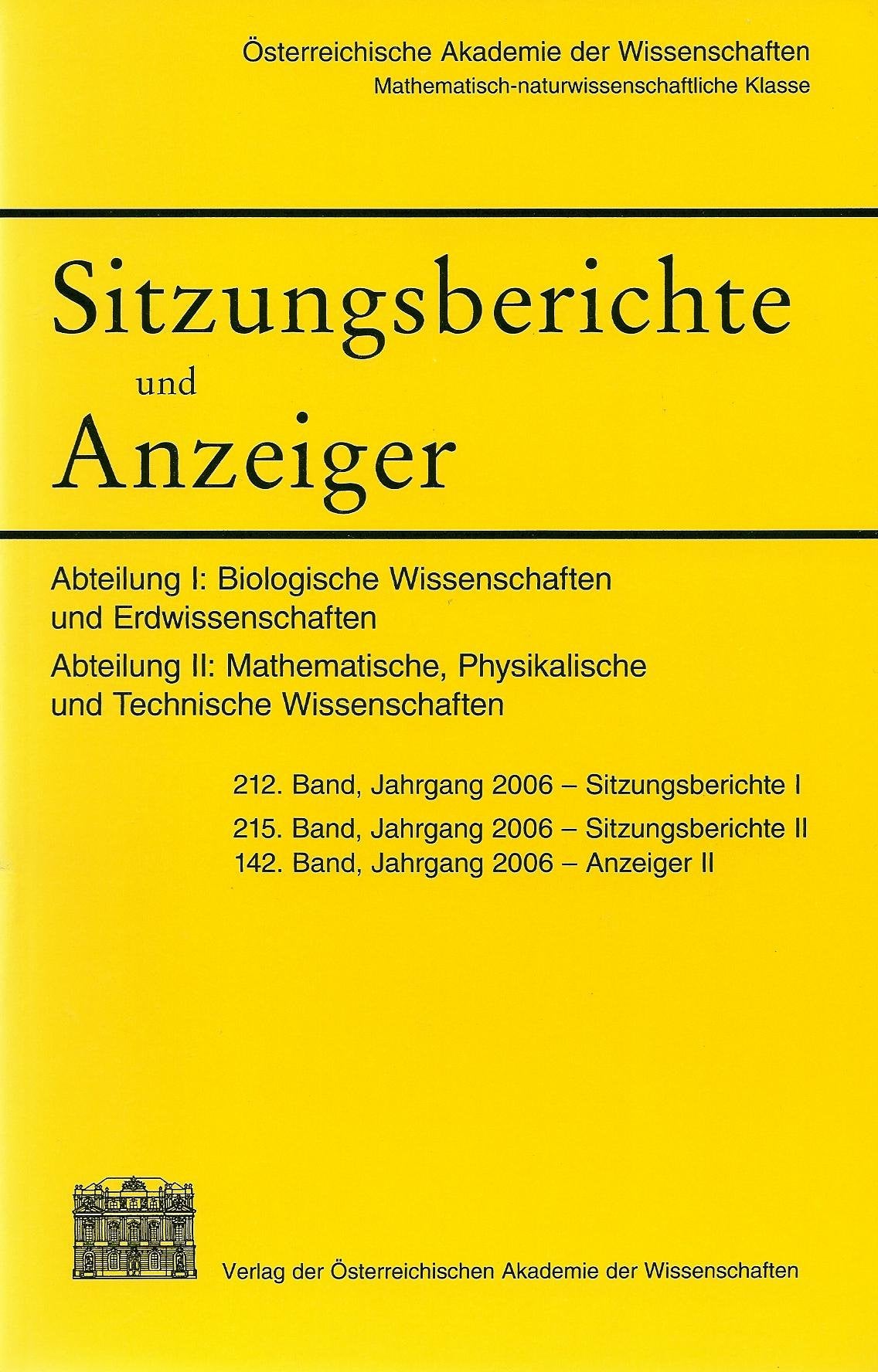Sitzungsberichte Und Anzeiger Der Mathematisch-Naturwissenschaftlichen Klasse