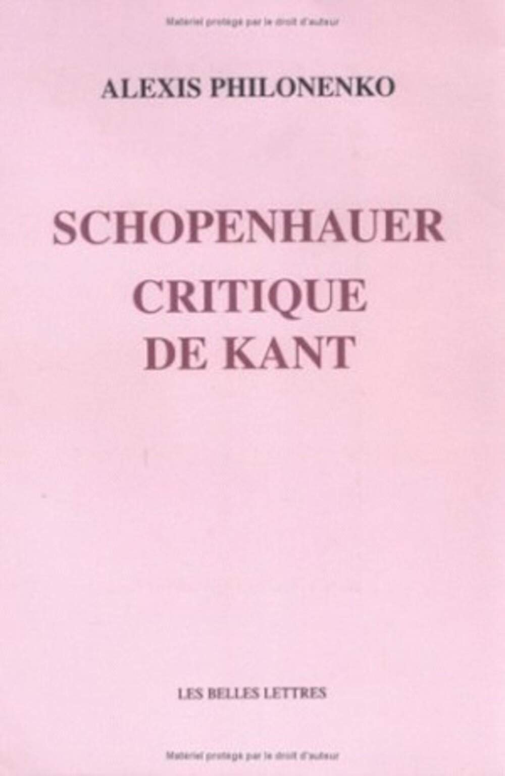 Schopenhauer Critique de Kant