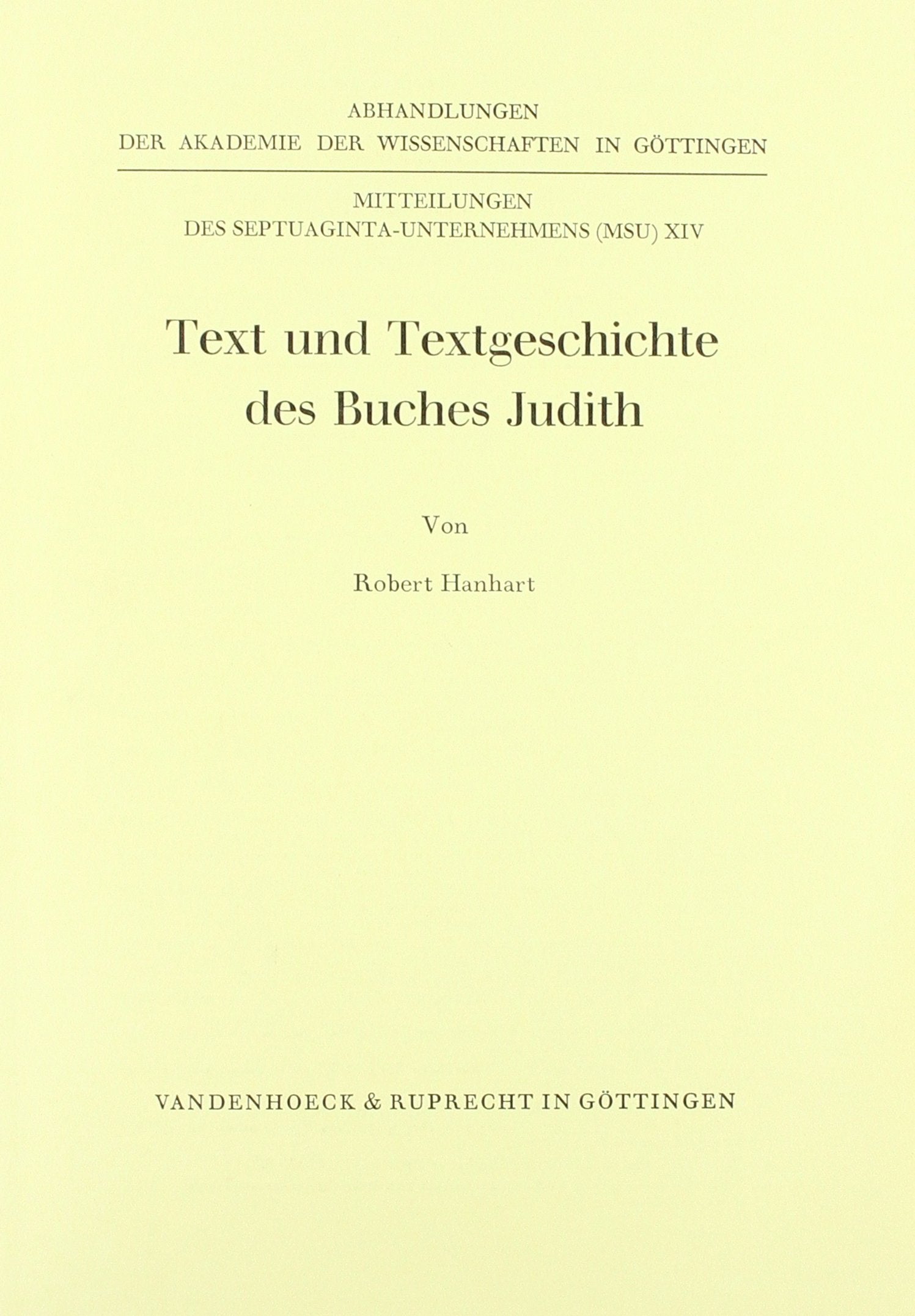 Text Und Textgeschichte Des Buches Judith