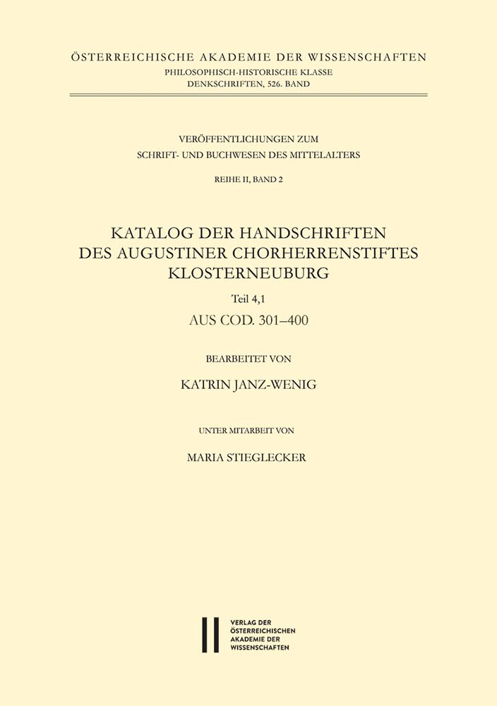 Katalog Der Handschriften Des Augustiner Chorherrenstiftes Klosterneuburg