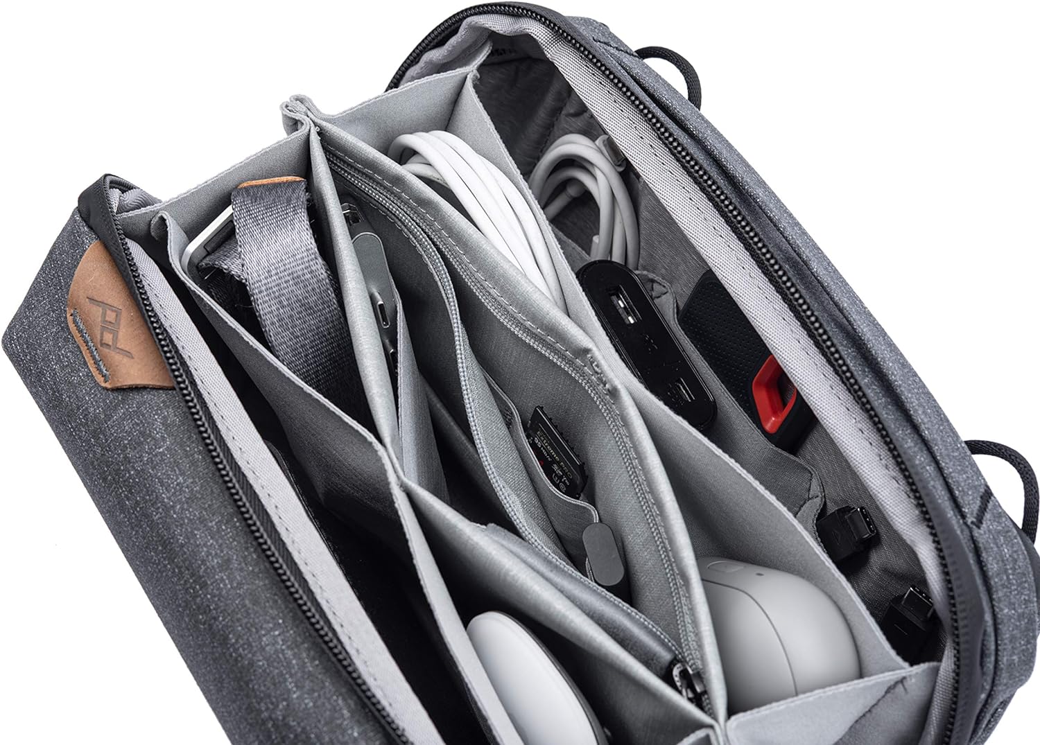Peak Design Tech Pouch Charcoal Organizer Case for Smartphones, Cables etc (Dark Grey), Black, M - MEDIUM, Travel Line is a Fully Adaptable System, blackone, Travel Line is a fully adaptable system