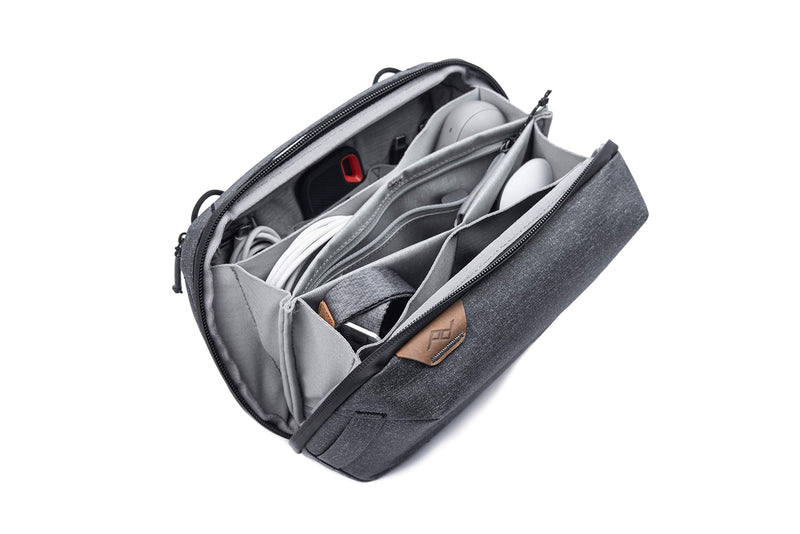 Peak Design Tech Pouch Charcoal Organizer Case for Smartphones, Cables etc (Dark Grey), Black, M - MEDIUM, Travel Line is a Fully Adaptable System, blackone, Travel Line is a fully adaptable system