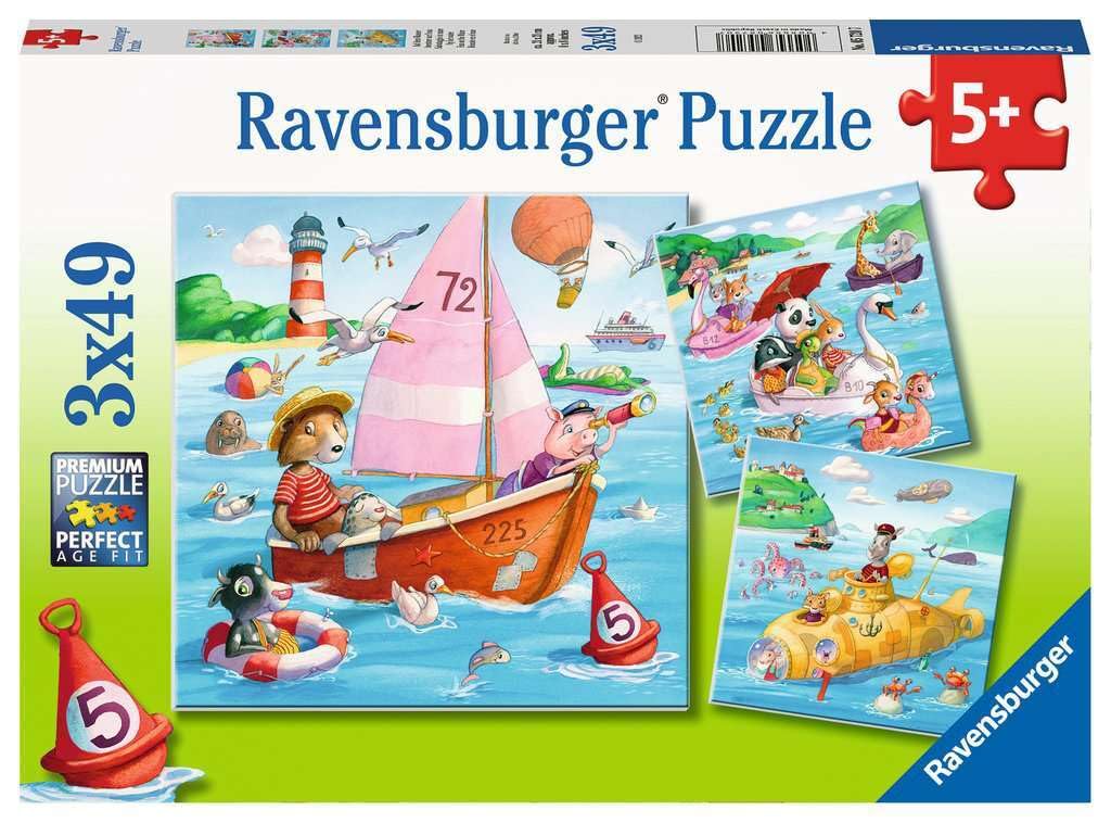 Ravensburger Children's Puzzle - 05720 On The Water - 3 x 49 Pieces Puzzle for Children from 5 Years