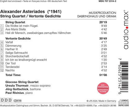 Alexander Asteriades: String Quartet & Vertonte Gedichte
