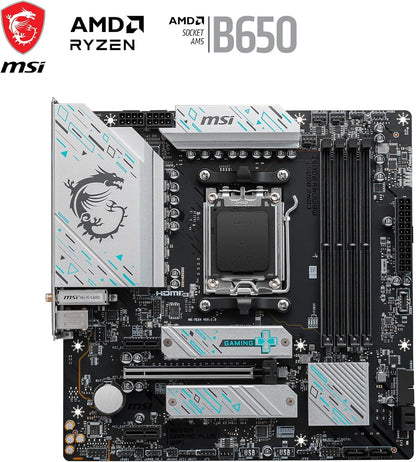 MSI B650M GAMING PLUS WIFI Scheda Madre, mATX - Supporta AMD Ryzen 7000 Series, AM5 - DDR5 Memory Boost 7800+ MHz/OC, PCIe 4.0 x16, M.2 Gen4, Wi-Fi 6E