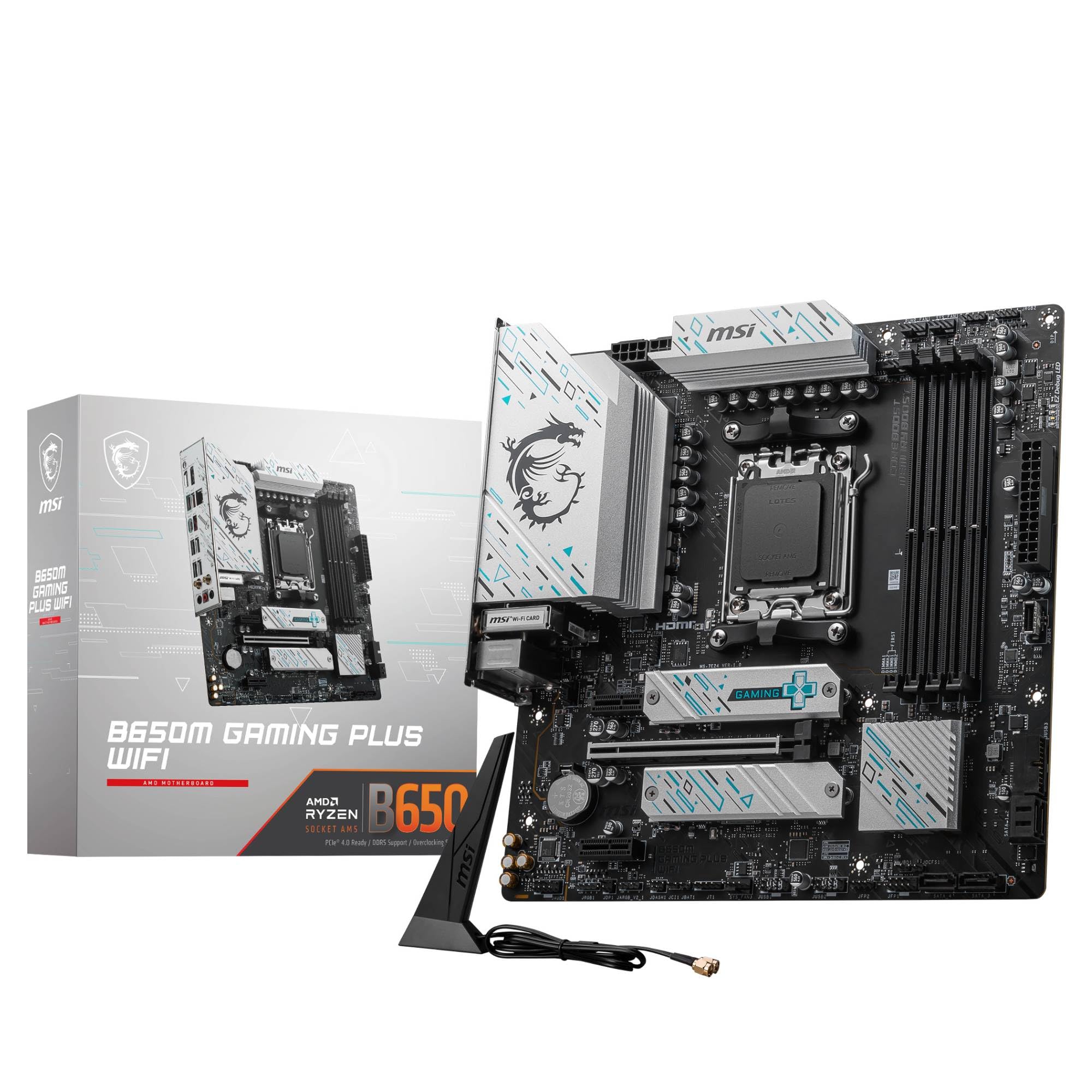 MSI B650M GAMING PLUS WIFI Scheda Madre, mATX - Supporta AMD Ryzen 7000 Series, AM5 - DDR5 Memory Boost 7800+ MHz/OC, PCIe 4.0 x16, M.2 Gen4, Wi-Fi 6E