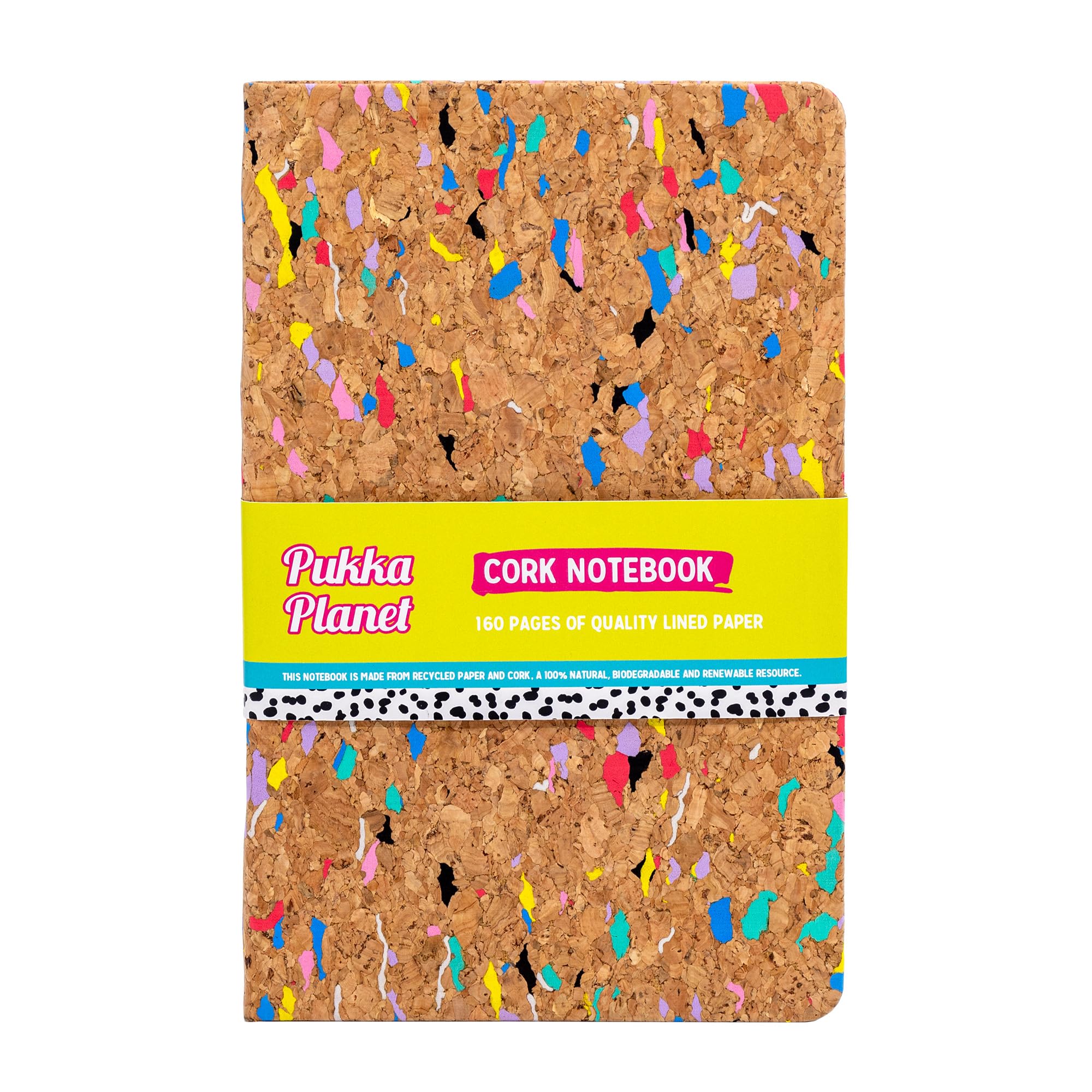 Pukka Pad, Pukka Planet A5 Cork Softcover Lined Notebook – Casebound Journal with 160 Pages, 80 Sheets of FSC Recycled, 8mm Lined, 80GSM Paper for Home, School, and Office Organisation – 21.5 x 13.4cm