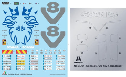ITALERI Scania 770 S V8 White Cab Model Kit, Plastic Model to Assemble 1:24 Scale