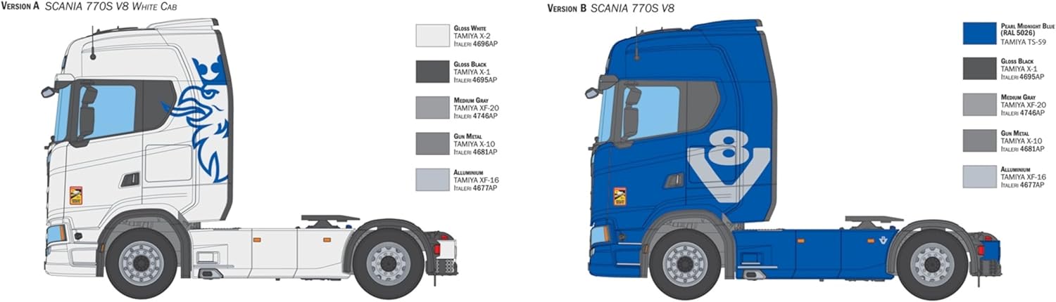 ITALERI Scania 770 S V8 White Cab Model Kit, Plastic Model to Assemble 1:24 Scale
