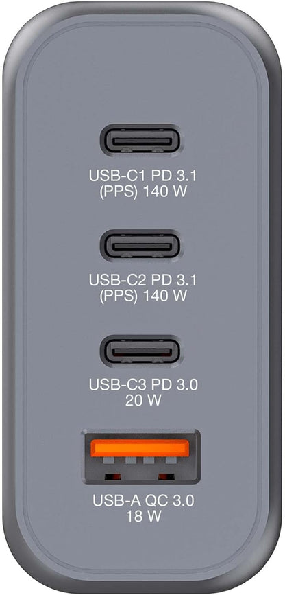 GNC-140 GAN Charger 140W with 2 x USB-C® PD 140W / 1 x USB-C® PD 20W / 1 x USB-A QC 3.0 (EU/UK/US
