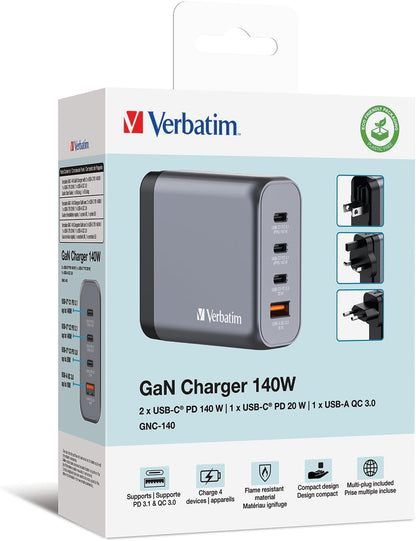 GNC-140 GAN Charger 140W with 2 x USB-C® PD 140W / 1 x USB-C® PD 20W / 1 x USB-A QC 3.0 (EU/UK/US